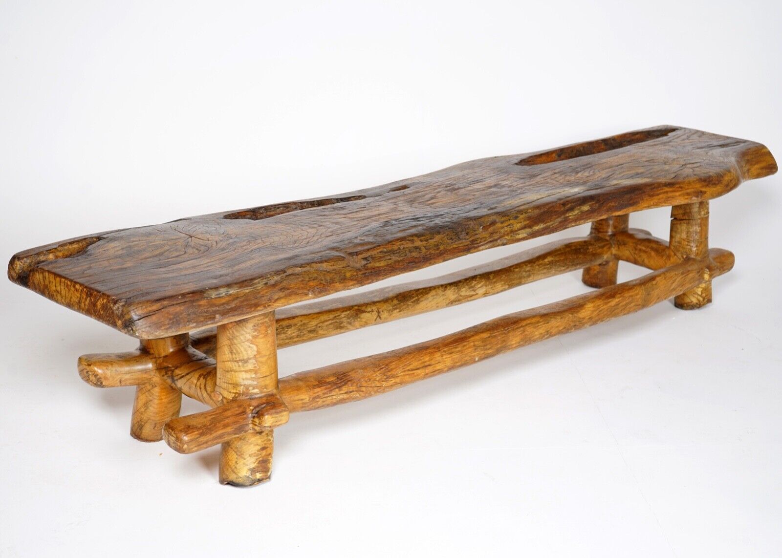 Hand Carved Oak Coffee Table by Artist Maxie Lane 1980s