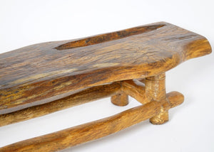 Hand Carved Oak Coffee Table by Artist Maxie Lane 1980s
