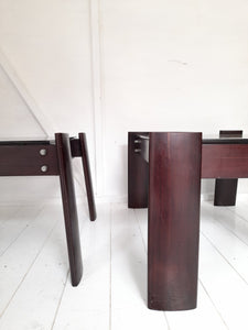 Pair of Rosewood and Smoked Glass Tables by Percival Lafer, 1970s.