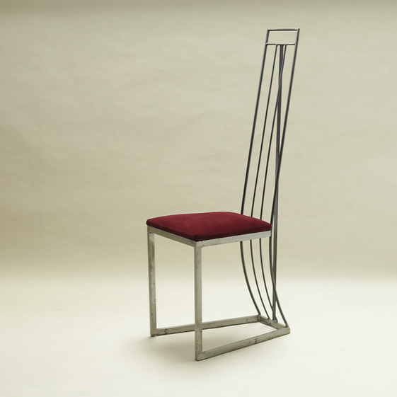 Set Of Four Postmodern Metal Chairs