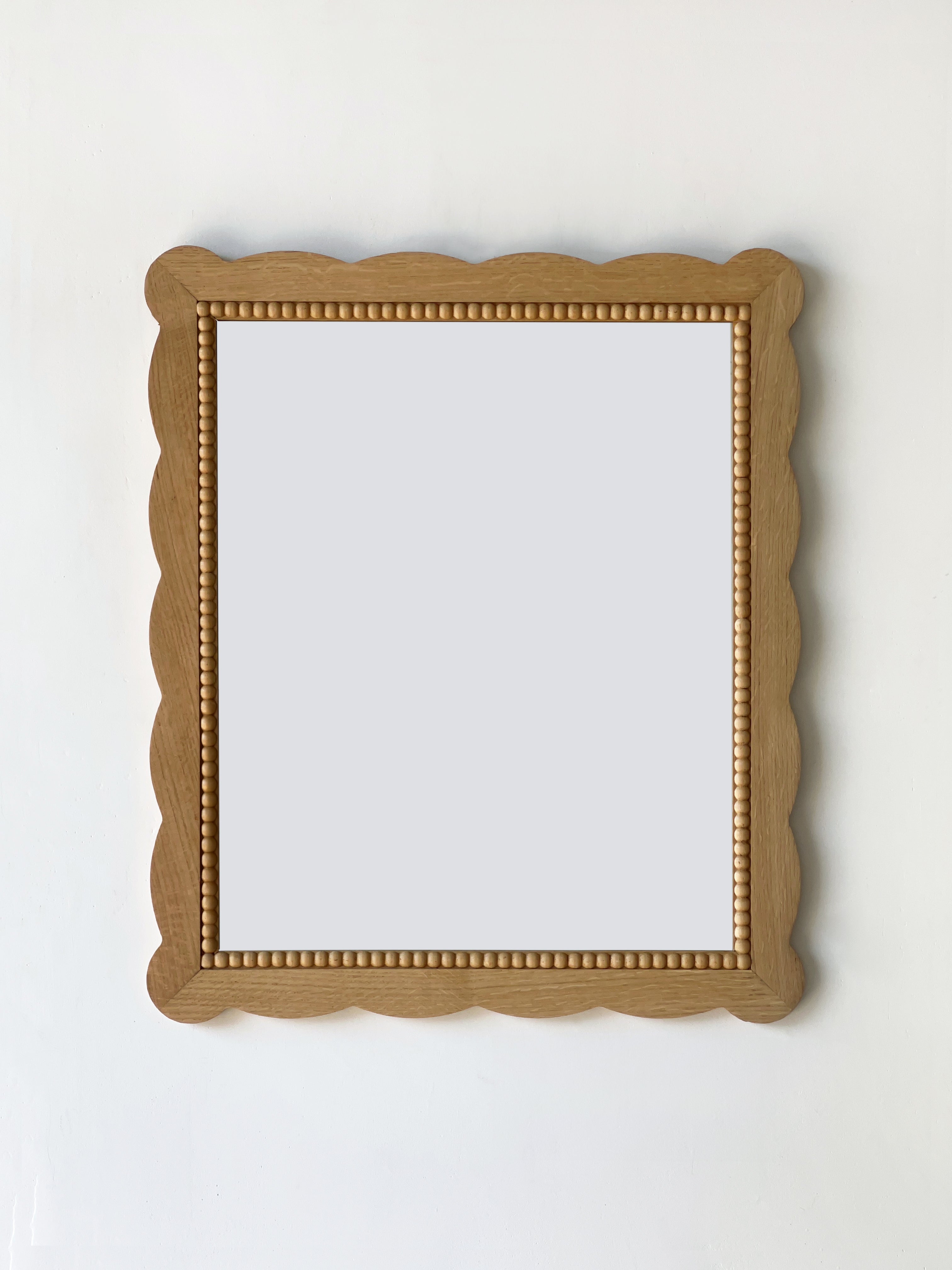 Santiago Scalloped Mirror With Bobbin Trim Raw - Small