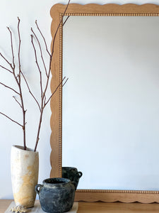 Santiago Scalloped Mirror With Bobbin Trim Raw - Small