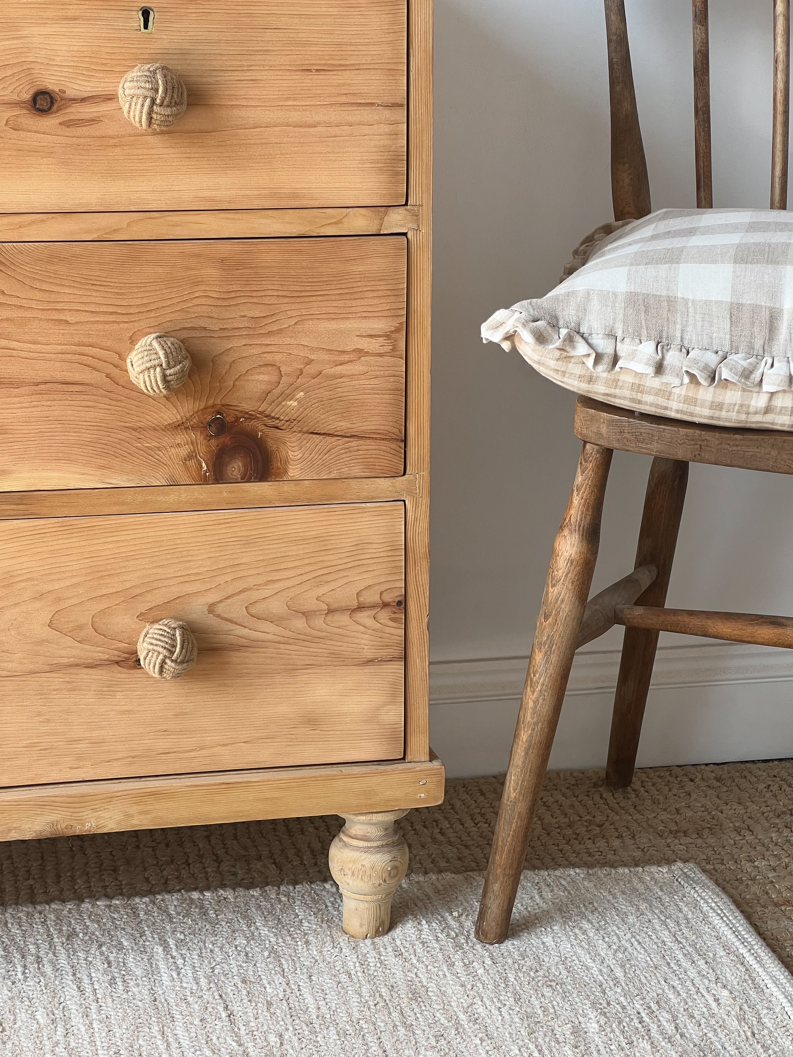 Vintage Solid Teak & Rattan Cabinet