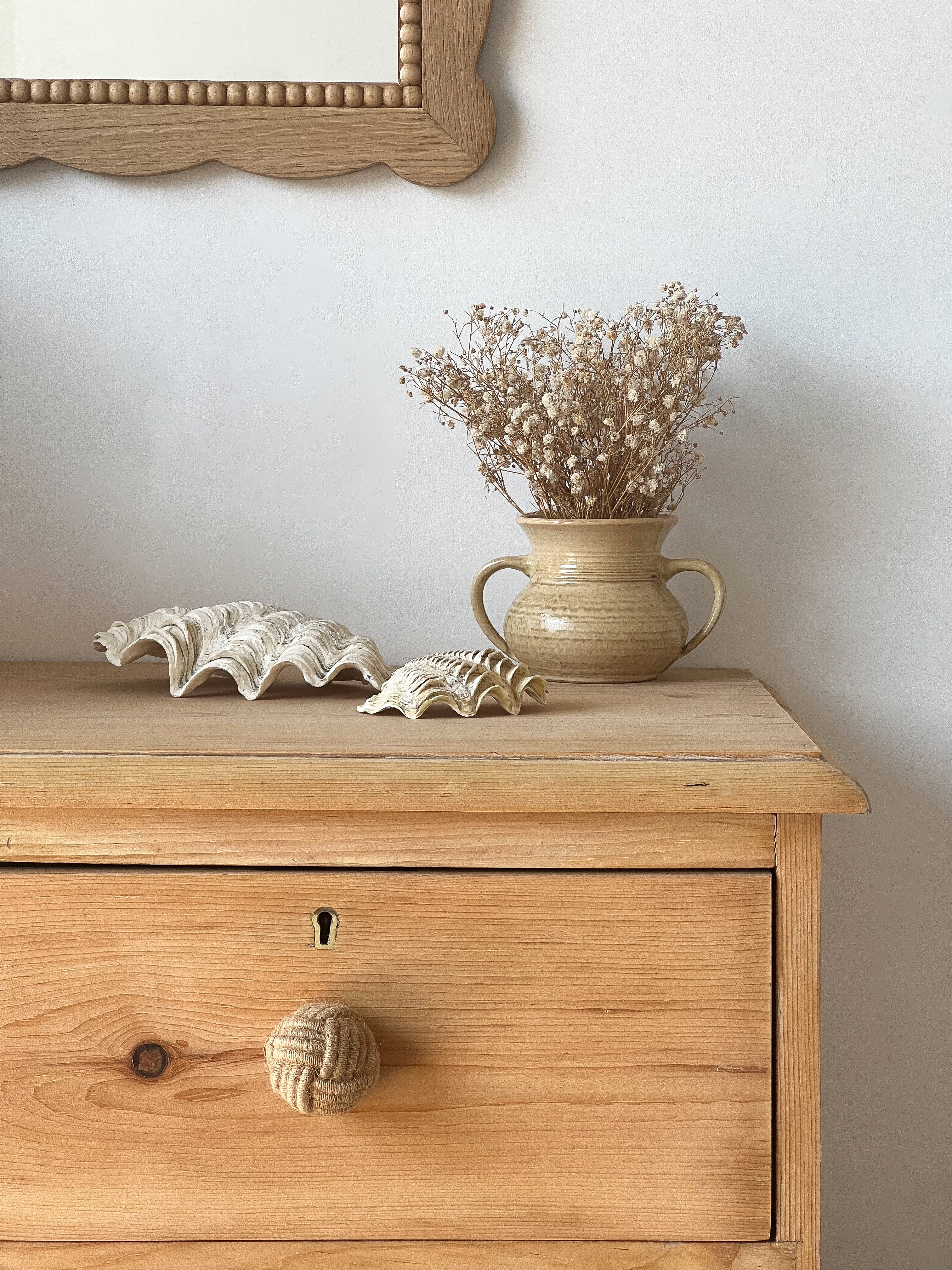 Vintage Solid Teak & Rattan Cabinet