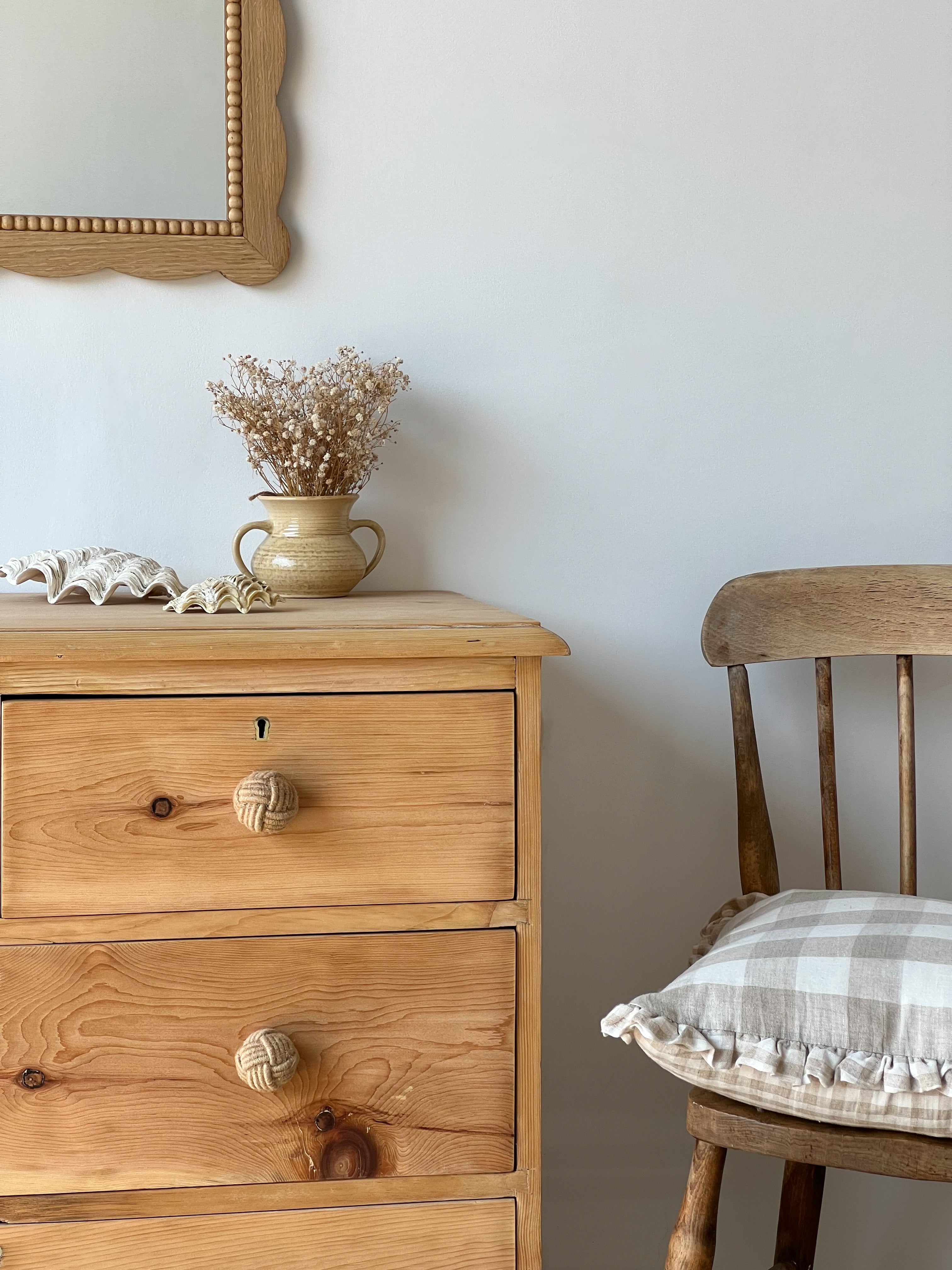 Vintage Solid Teak & Rattan Cabinet