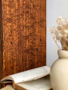 Antique Brown Oak & Glass Cabinet