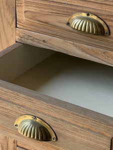 Vintage Solid Teak & Rattan Cabinet