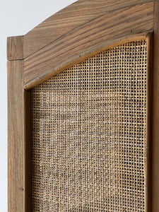 Vintage Solid Teak & Rattan Cabinet