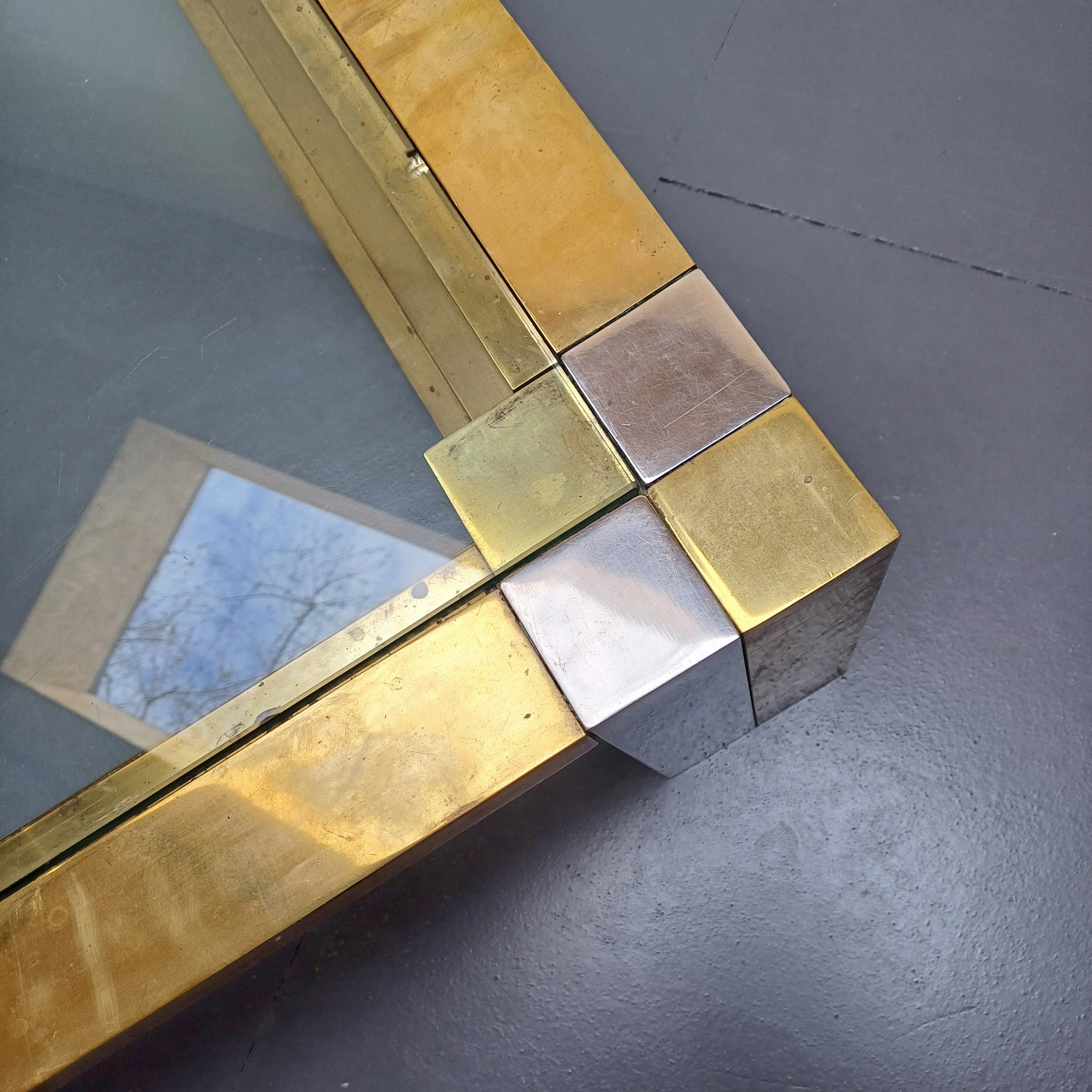 Maison Jansen 70's Glass, Brass And Chrome Coffee Table