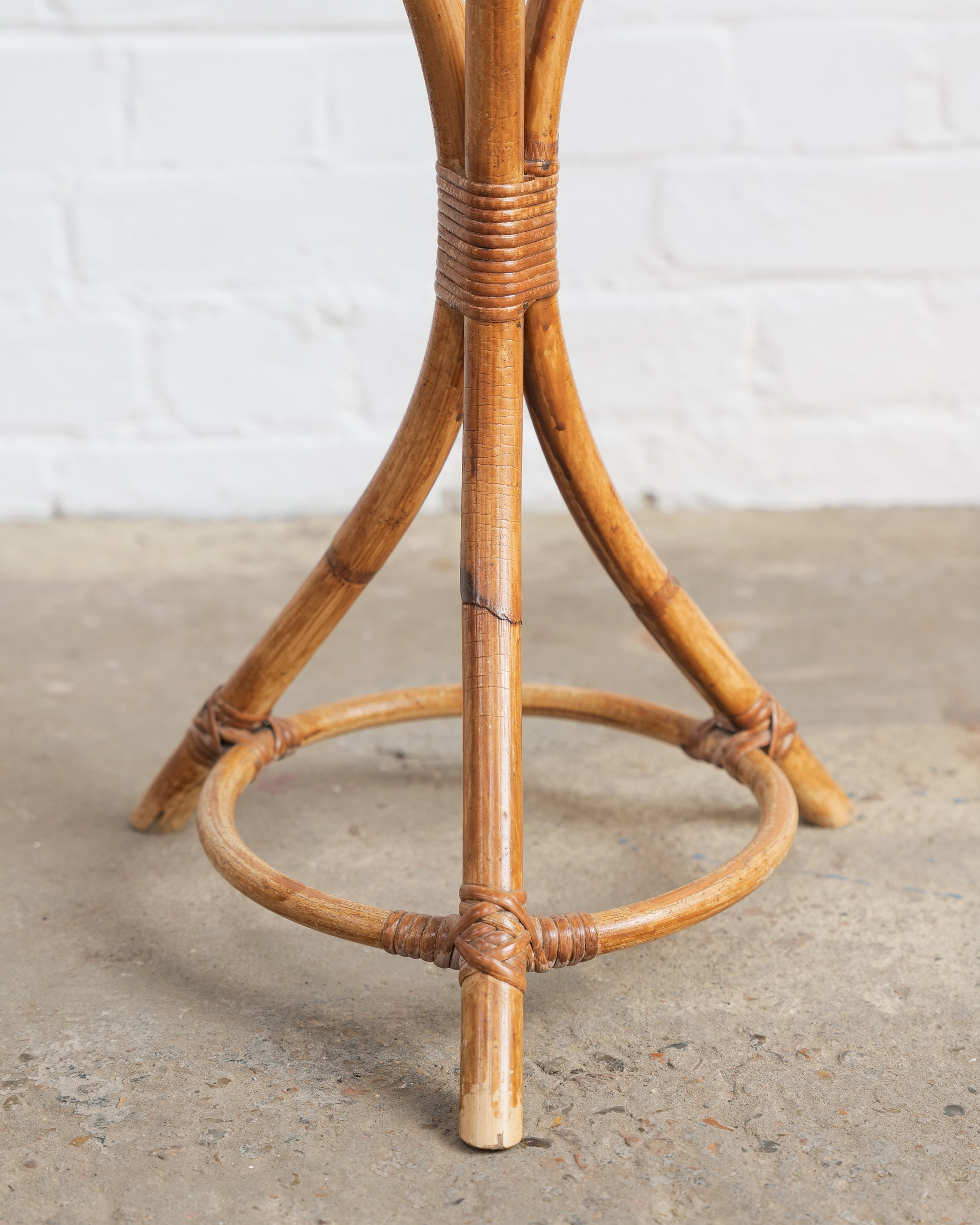 French Bamboo and Rattan Side Table