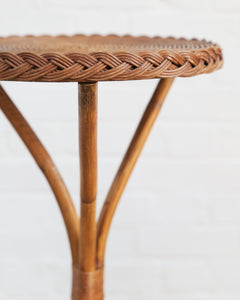 French Bamboo and Rattan Side Table