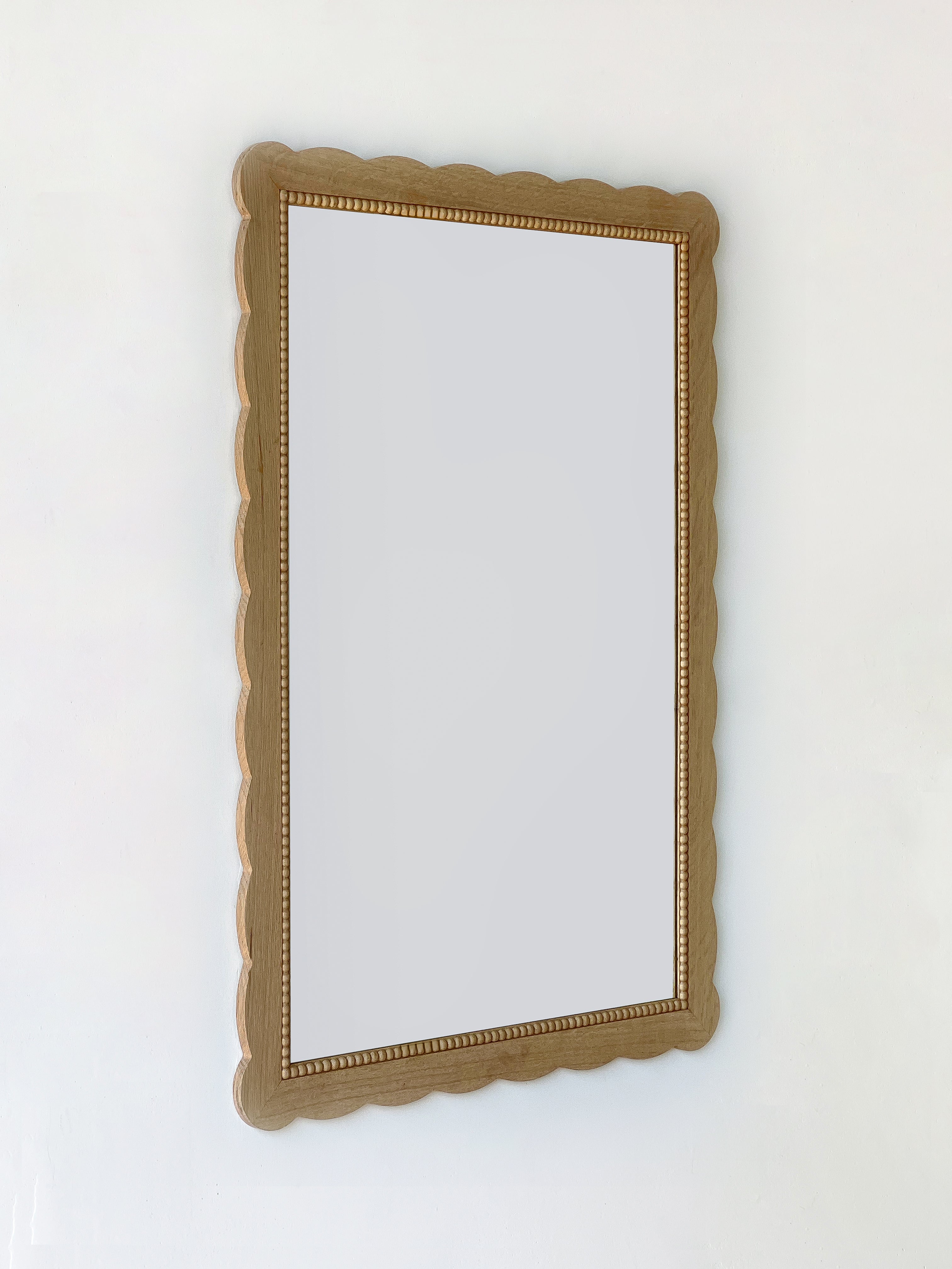 Santiago Scalloped Mirror With Bobbin Trim Raw - Medium