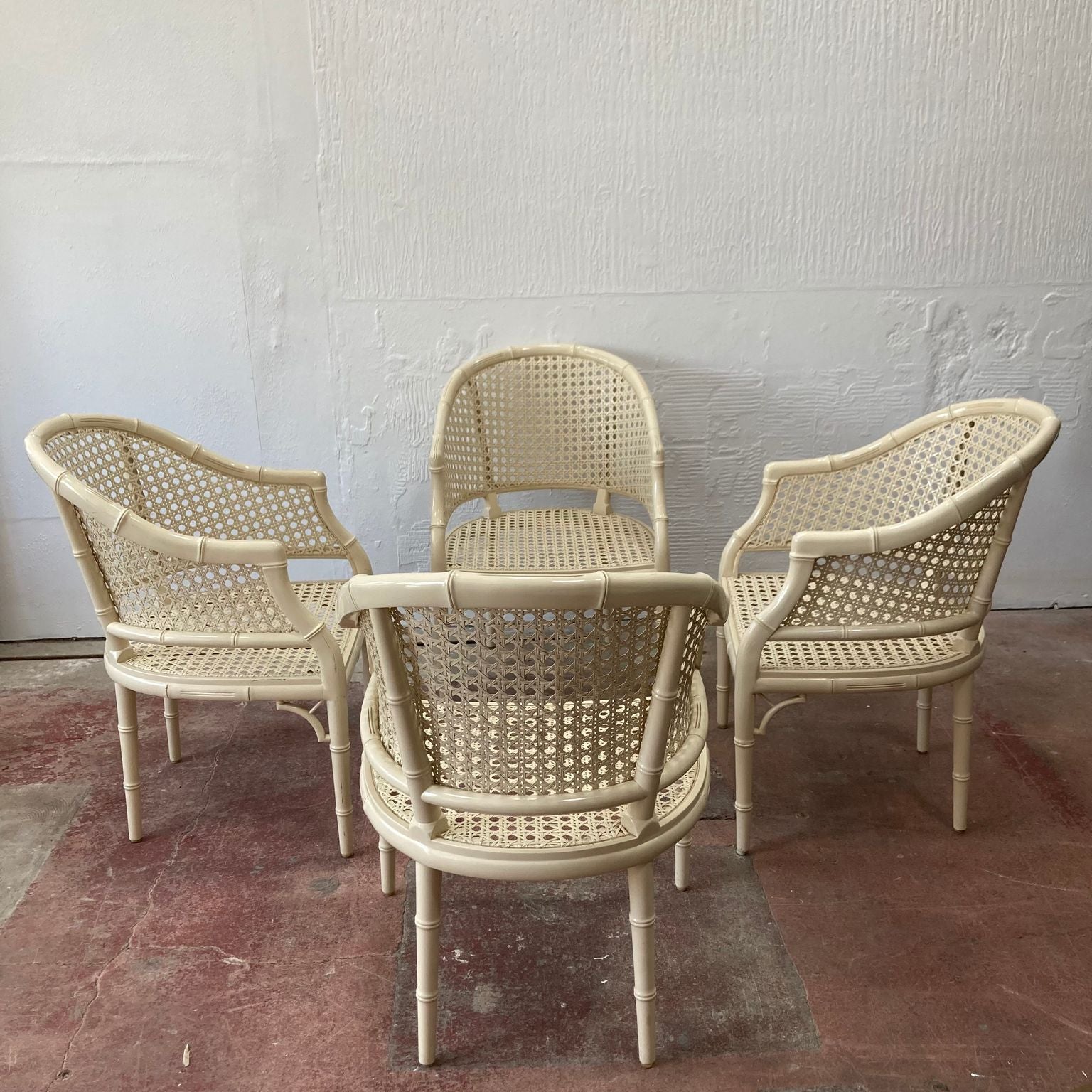 Set of four simulated bamboo chairs
