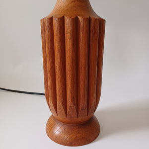 Teak Scalloped Table Lamp
