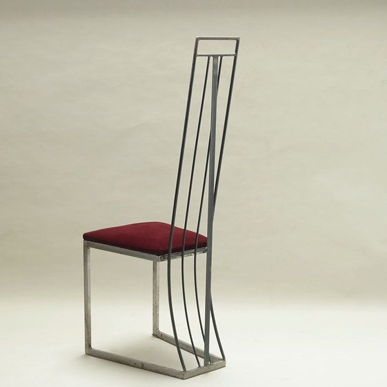 Set Of Four Postmodern Metal Chairs