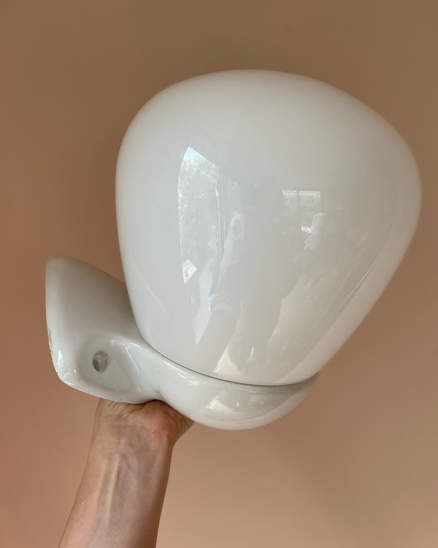 Large Swedish Mid Century Porcelain and Glass Wall Light
