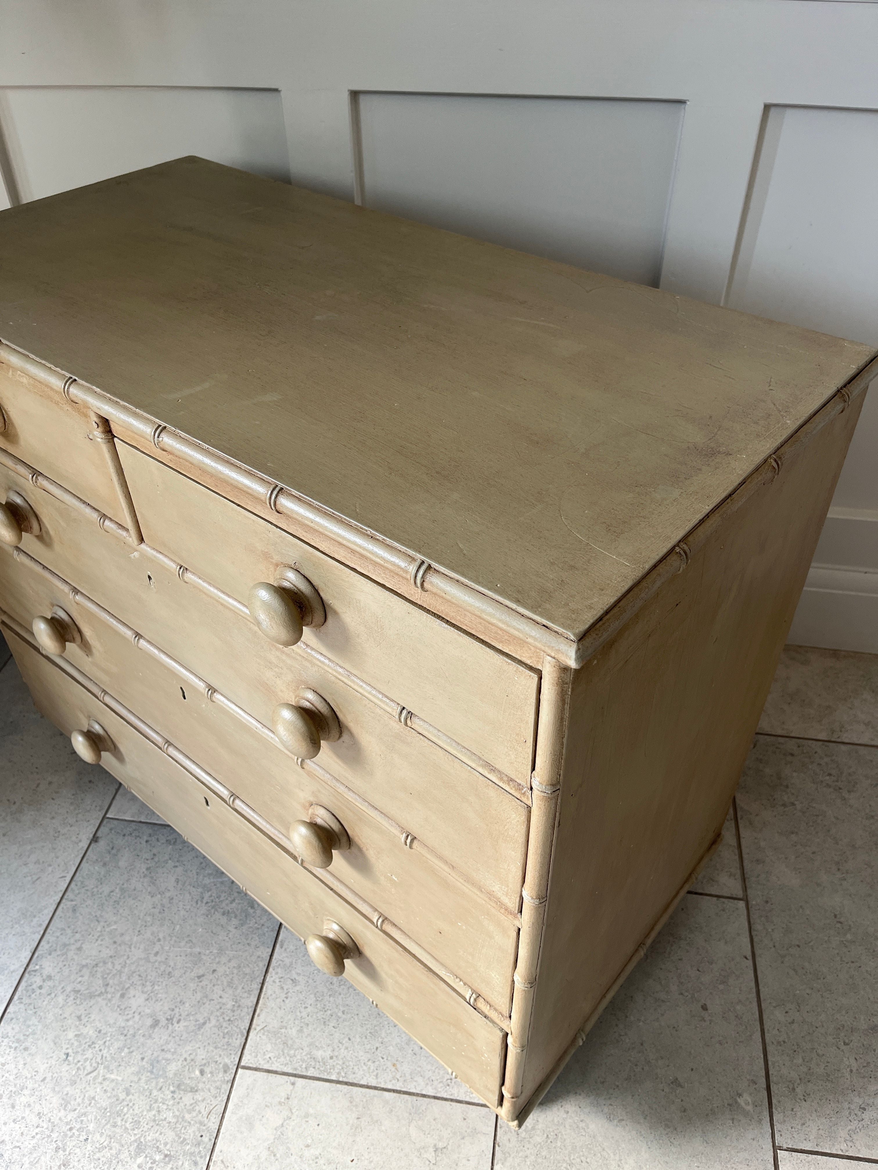 Faux Bamboo Victorian Pine Chest of Drawers